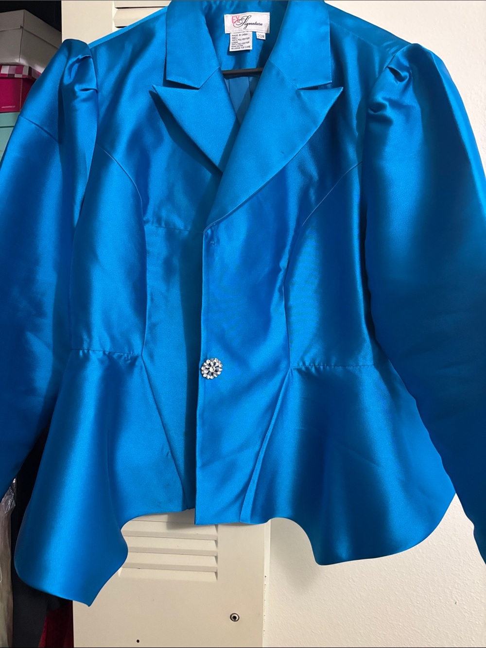 Signature Women's Satin Peplum Jacket - Vibrant Blue